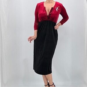 Walt Disney World Vintage 90’s Minnie Mouse Velvet Pin Up Girl Rockabilly Dress